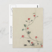 レッドフラップスオンつる植物北斎日本のファインアート ポストカード (正面/裏面)