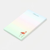 レッドフラミンゴとリードプラントオンパステルシェード ポストイット (アングル)