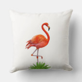 レッドフラミンゴ&トロピカルパーム葉装飾用クッション クッション (裏面)