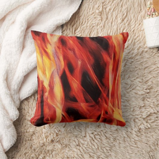 レッドフラムアンドファイアアート装飾用クッション クッション (ブランケット)