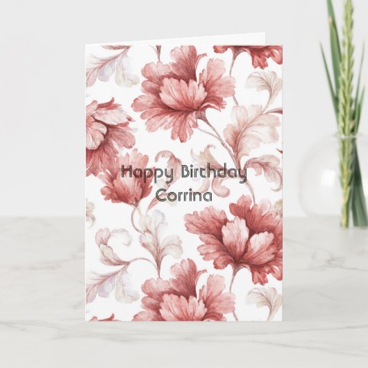 レッドフラワーの誕生日おめでとう カード (正面)