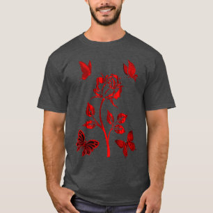レッドフラワーアートパステルフローラアートパステルフローラアート Tシャツ