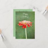 レッドフラワーアートフラット誕生日カード カード (正面/裏面インサイチュ)
