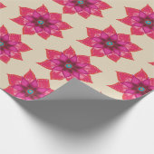 レッドフラワーアート光沢ラッピング紙、30 in x 6 ft ラッピングペーパー (角)