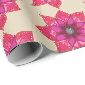レッドフラワーアート光沢ラッピング紙、30 in x 6 ft ラッピングペーパー (ロールコーナー)