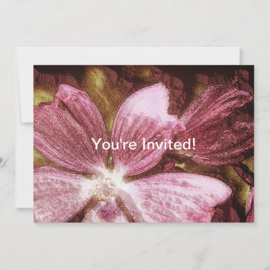 レッドフラワーイラストレーション 招待状 (正面)