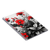 レッドフラワーオン白黒植物 ノートブック (右側)