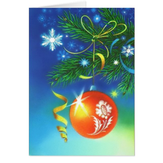 レッドフラワーオーナメントカスタムグリーティングカード (正面)