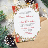 レッドフラワークリスマスウィンターウェディング 招待状