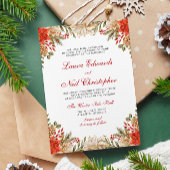 レッドフラワークリスマスウィンターウェディング 招待状