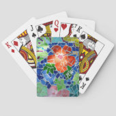 レッドフラワーグリーンコイフィッシュモカラフルザイク トランプ (裏面)