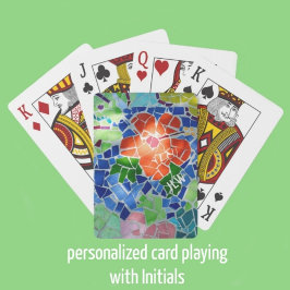 レッドフラワーグリーンコイフィッシュモカラフルザイク トランプ