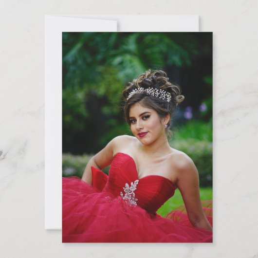 レッドフラワーゴールドフォイル蝶キンセアニェラ 招待状 (裏面)