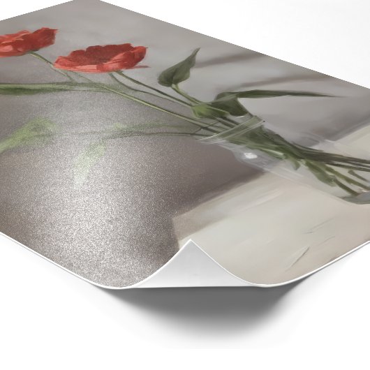 レッドフラワースチルライフ – タイムレスフローラ美しい フォトプリント (角)