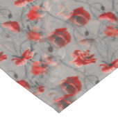 レッドフラワーズオンダークグレーレッドポピーズフローラプリント テーブルクロス (アングル)