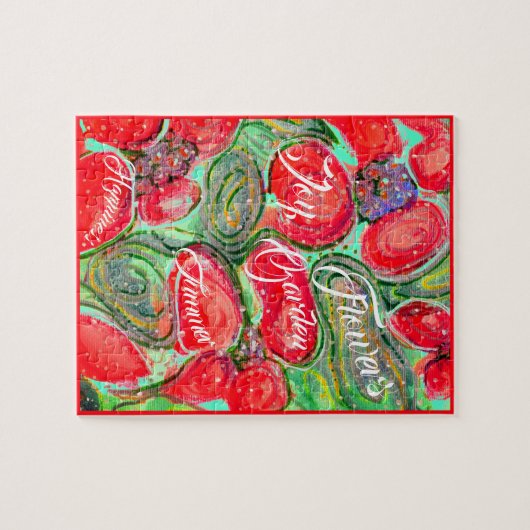 レッドフラワーズガーデンファンタジー、あなたの言葉 ジグソーパズル (横)