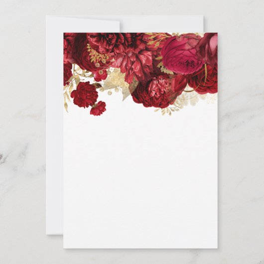 レッドフラワーズゴールドフォイルグラム60誕生日 招待状 (裏面)