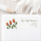 レッドフラワーズシンプル差出人住所 ラベル (インサイチュ)