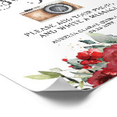 レッドフラワーズフローラ誕生日ゲストブックフォトサイン ポスター (角)