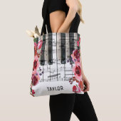 レッドフラワーズミュージックノート トートバッグ (クローズアップ)