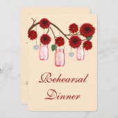 レッドフラワーズメイソンジャースリハーサルディナー招待状 招待状 (正面/裏面)