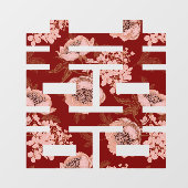 レッドフラワーダブル中国のシ結婚ーズ ウィンドウサイン (シート)