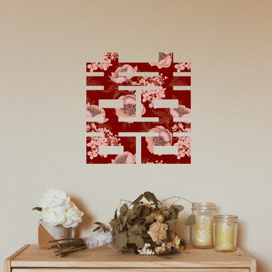 レッドフラワーダブル中国のシ結婚ーズ ウィンドウサイン