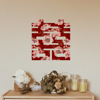 レッドフラワーダブル中国のシ結婚ーズ ウィンドウサイン