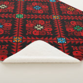 レッドフラワーパレスティナ刺繍タスリーズパターン シェルパブランケット (3/4)