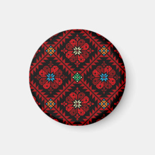 レッドフラワーパレスティナ刺繍タスリーズパターン マグネット