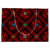 レッドフラワーパレスティナ刺繍タスリーズパターン ラージペーパーバッグ (裏面)