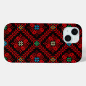 レッドフラワーパレスティナ刺繍タスリーズパターン Case-Mate iPhoneケース (裏面 (横))