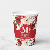 レッドフラワーファミリーギャザー紙カップモノグラムファミリー 紙コップ (裏面)
