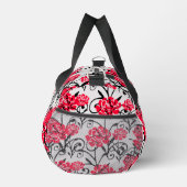 レッドフラワーフローライラストレーションパターンデザイン ダッフルバッグ (右)