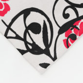 レッドフラワーフローライラストレーションパターンデザイン フリースブランケット (角)