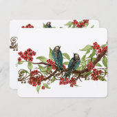 レッドフラワーブランチヴィンテージバーズウェディングRSVP 出欠カード (正面/裏面)