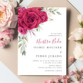 レッドフラワーブーケヌエストラスペインのボダ結婚ズ 招待状