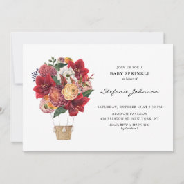 レッドフラワーホットエアバルーンベビー散布 招待状