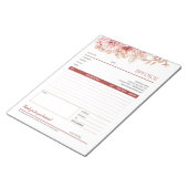レッドフラワーラインアートスモールビジネスインボイス型枠 ノートパッド (アングル)
