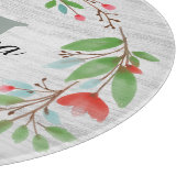 レッドフラワーリース素朴パーソナライズされた カッティングボード (角)