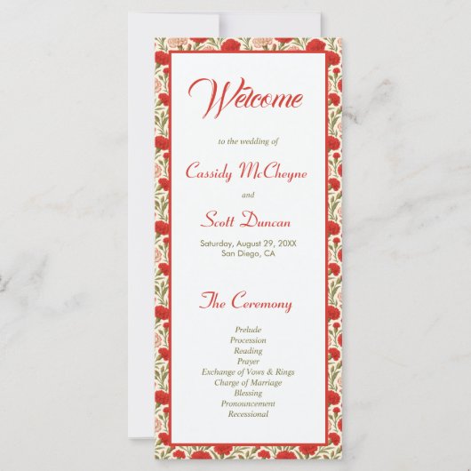 レッドフラワーロマンチック結婚式 プログラム (正面)