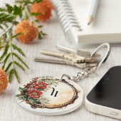 レッドフラワー小枝リース離れズレッドベリー キーホルダー (正面右)