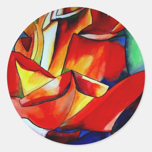 レッドフランスリブレバラ水彩画 ラウンドシール (正面)