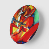 レッドフランスリブレバラ水彩画 ラウンド壁時計 (傾斜)