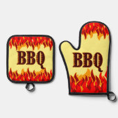 レッドフレイムクックアウトBBQことわざ 鍋つかみ&鍋敷きセット (正面)