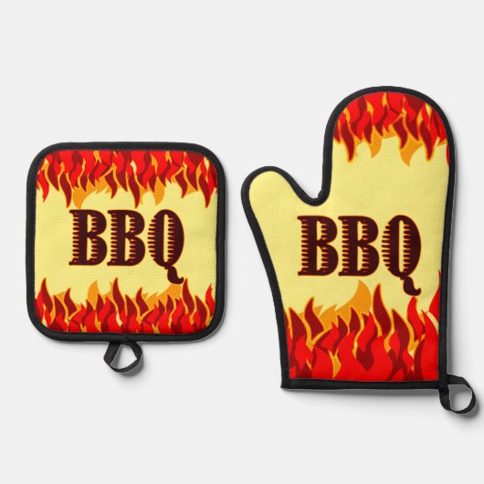 レッドフレイムクックアウトBBQことわざ 鍋つかみ&鍋敷きセット (正面)