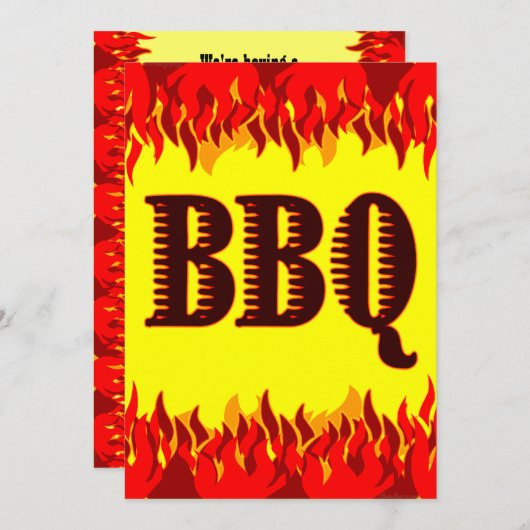 レッドフレイム編集可能ウェスタンBBQ 5x7招待状 招待状 (正面/裏面)