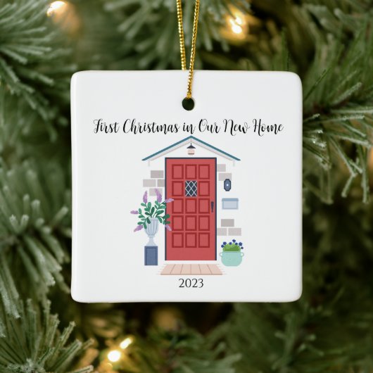 レッドフロントドア初めてのクリスマスズインザニューホーム セラミックオーナメント (ツリー)