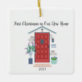 レッドフロントドア初めてのクリスマスズインザニューホーム セラミックオーナメント (正面)
