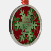 レッドフローラとグリーンスノーフレークプレミアムオーナメント メタルオーナメント (右)